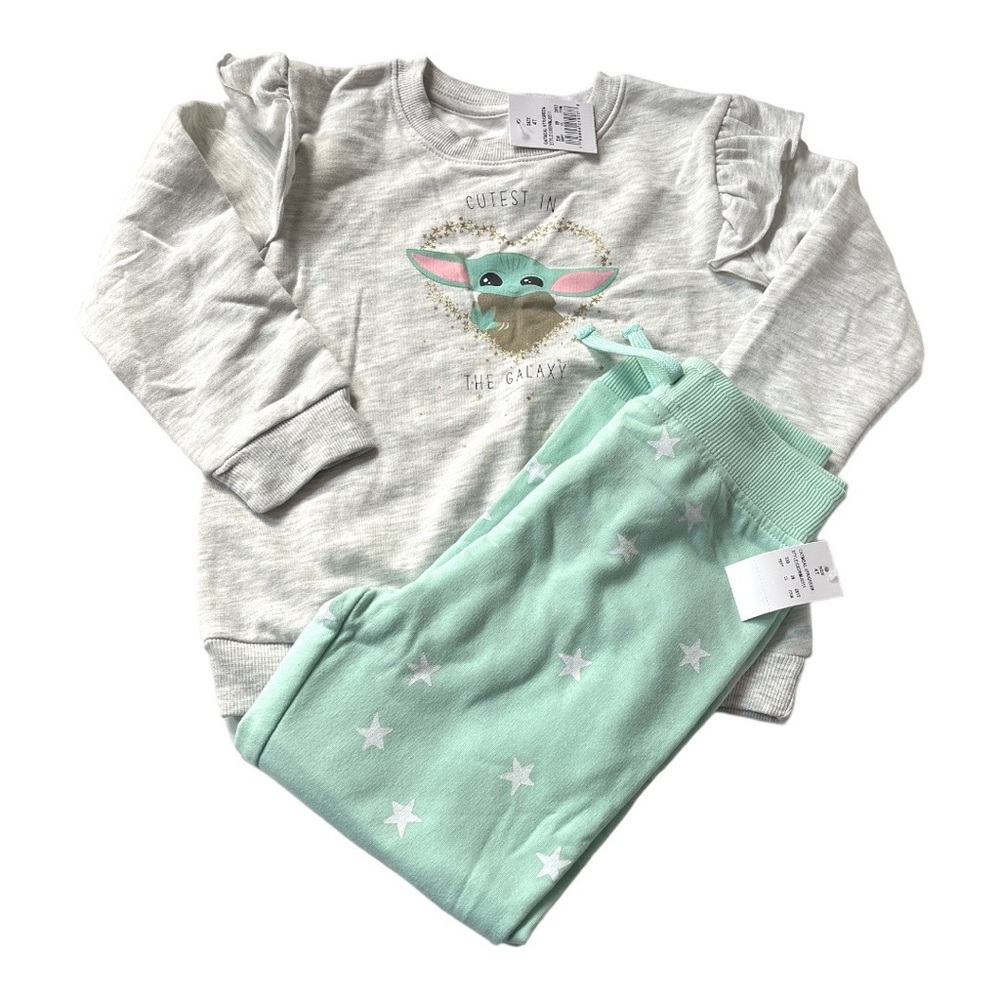 Star Wars Baby Yoda 2 Piece Outfit Green Gray Size 4T